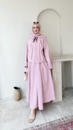 Molis Fularlı Takım-Pembe