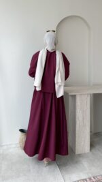Molis Fularlı Takım-Bordo - Görsel 3