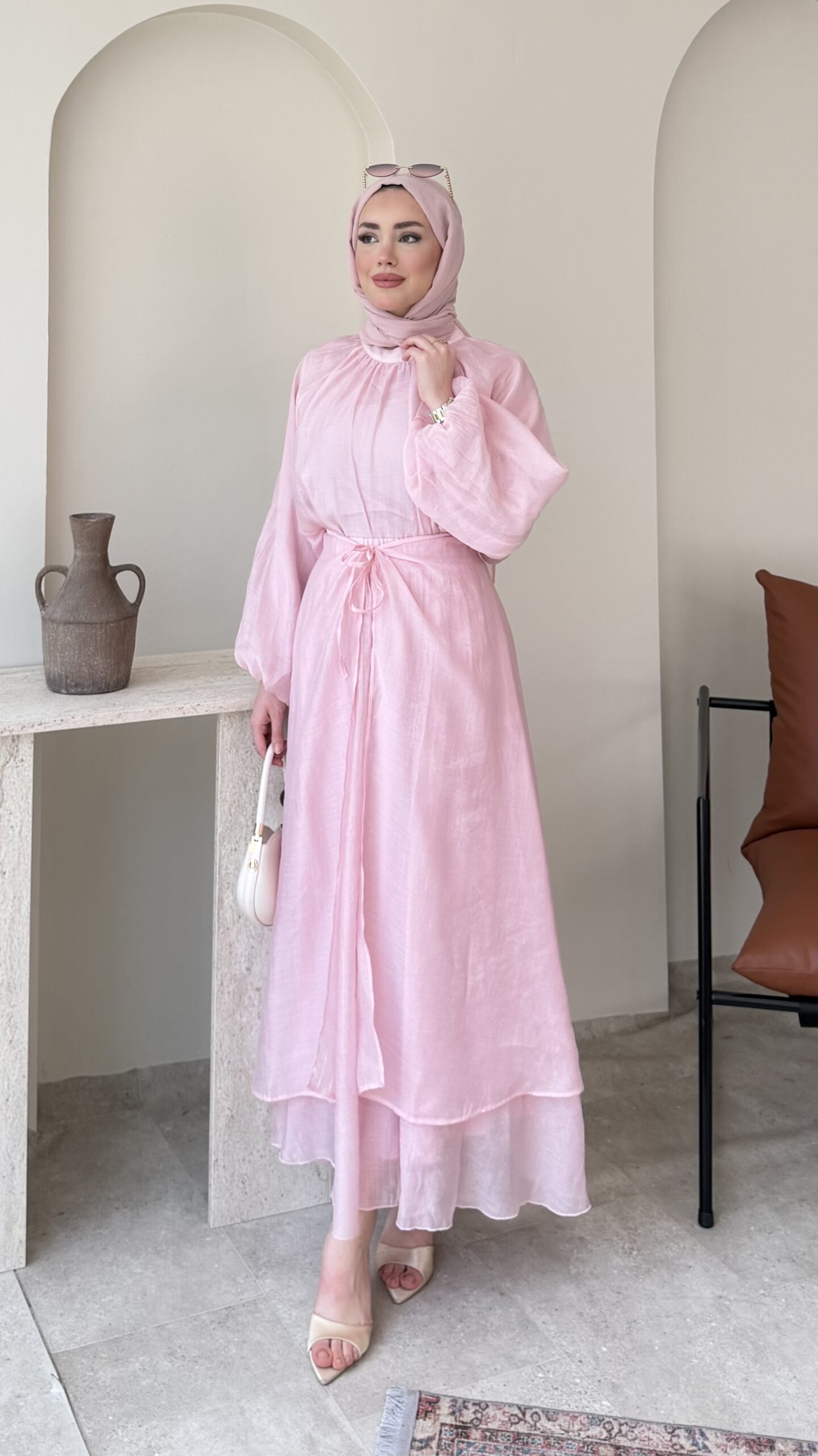 1780422968_0_6a1f1938316b8.jpeg Şimal Bağlama Detaylı Takım-Pembe - Görsel 1