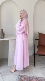 Efil Bağlamalı Elbise-Pembe - Görsel 2