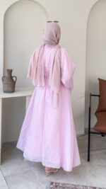 Efil Bağlamalı Elbise-Pembe - Görsel 3