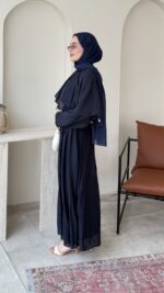 Berva Pelerin Detaylı Elbise-Lacivert - Görsel 2
