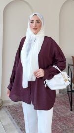 Sahra Jakar Gömlek-Mürdüm - Görsel 4