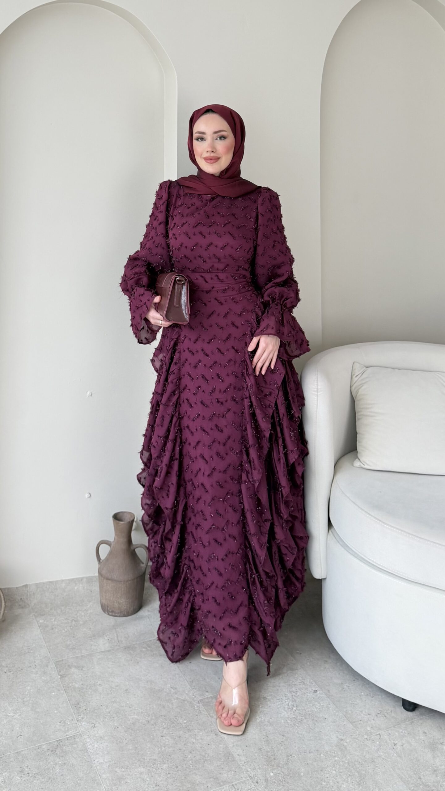 1781288723_0_6a2c4f13d50a3.jpeg Işıl Elbise-Mürdüm - Görsel 1