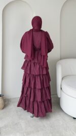 Paren Kat Katlı Elbise-Bordo - Görsel 3