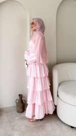 Paren Kat Katlı Elbise-Pembe - Görsel 2