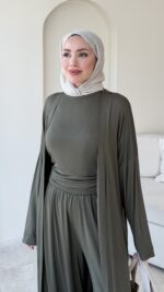 Aysu Üçlü Basic Takım-Haki - Görsel 5