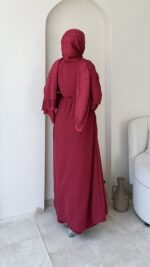 Visan Abaya Takım-Kırmızı - Görsel 3