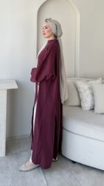 Hüvan Yırtmaçlı Bluz-Bordo - Görsel 2