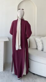 Hüvan Yırtmaçlı Bluz-Bordo - Görsel 3