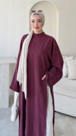 Hüvan Yırtmaçlı Bluz-Bordo - Görsel 4