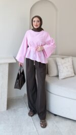 Rukla Simetrik Gömlek-Pembe